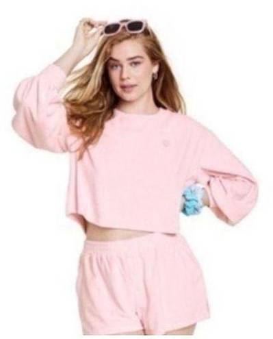 Stoney Clover Lane matching set baby pink terry cloth sweatshirt boxer short