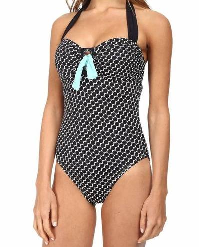 Bleu Rod Beattie NWT  Connect The Dots Black & White Polka Dot Swimsuit Size 6