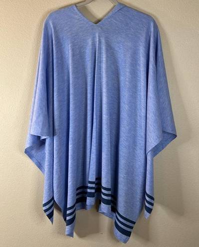 J.Jill  Ruana Wrap Poncho Open Cardigan One Size Blue Lightweight