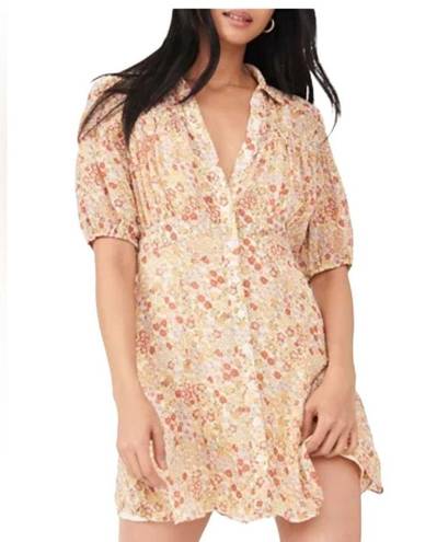 Free People  Bonnie Mini Dress Floral Orange/Cream NEW Size Medium