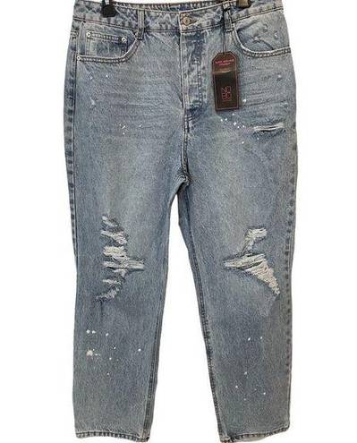 No Bo  New Light Wash Super Hi Rise Relaxed Fit 90s Distressed Denim Blue Jeans