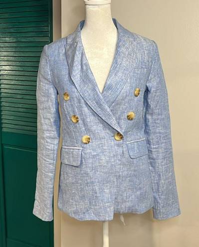 Magaschoni  NWT 100% Linen baby blue double breasted blazer - XS ($228 retail)