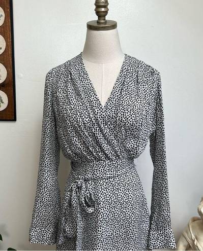 L'Agence L’Agence Silk Diego Faux Wrap Dress In Ivory Heart Pattern size 0 XS