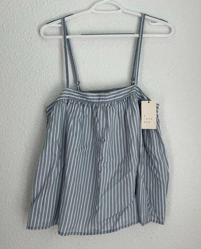 A New Day NWT  blue and white stripe babydoll blouse, lined, size S