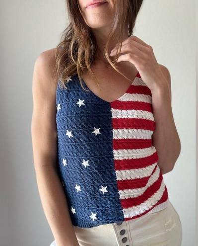 The Moon  & Madison American Flag Knit Tank Top