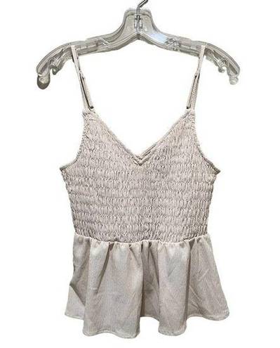 Wishlist  Smocked Peplum Tank Top Cream Size Small