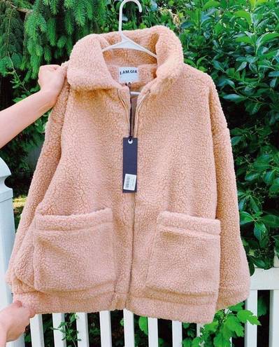 Urban Outfitters Teddy Coat Tan