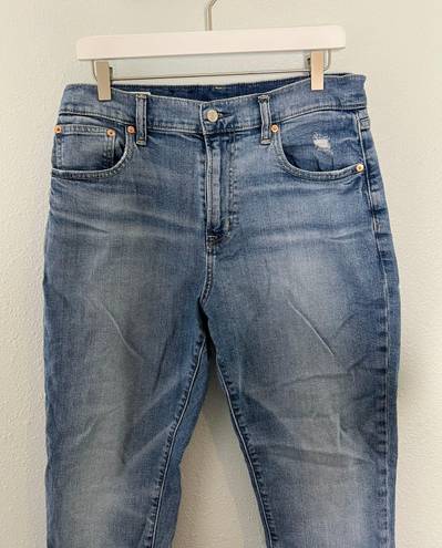 Gap Girlfriend High Rise Medium Indigo Cuffed Raw Hem Jeans