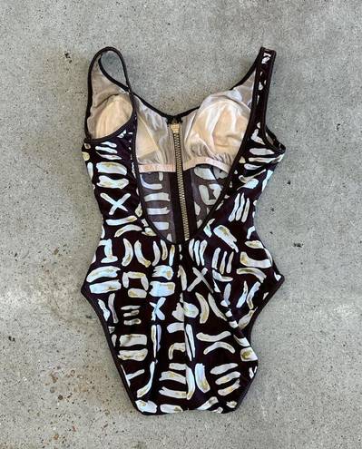 La Blanca Vintage Zip Up One Piece Swimsuit