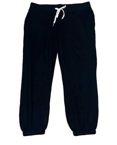 n:philanthropy  Womens Large Distressed Jogger Sweatpants Black Pockets NWT