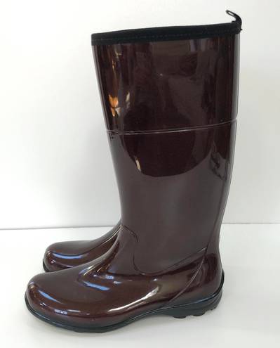 Kamik Womens 10 Ellie Rubber Wellington Rain Boots - Tall, Chocolate, Waterproof, Pull On