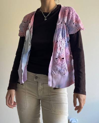 Dress Barn Pastel Tie Dye Crochet Knit Cardigan