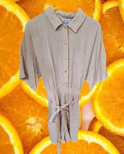 Petal NWT  Dew Button Up 1 Piece Skort Jumpsuit Linen Blend Size XL