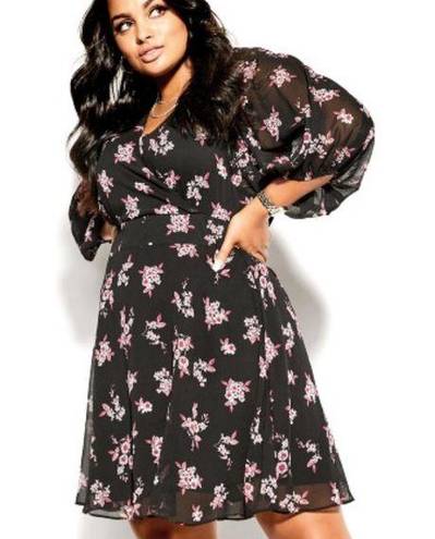 City Chic  Dress Ditsy Bloom Dress in Dusty Ditsy Sz 20 NWT Black & Pink Floral