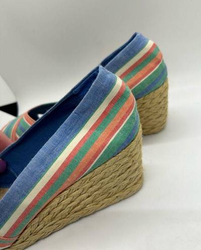 Ralph Lauren  Sandals Striped Espadrille Wedge Size 7.5 Resort Vacation