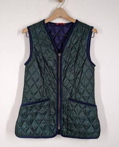 Barbour  x Paul Smith Green Quilted Sleeveless Vest Zip In Liner Size 6 Preowned