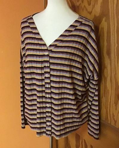 BKE  knit striped button up slouchy top