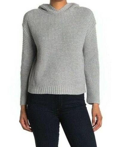 Abound  Womens Gray Hooded Back Slit Cozy Rib Knit Pullover Sweater