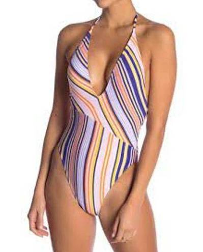 The Bikini Lab  Beach Stripe Ultramarine OnePiece L