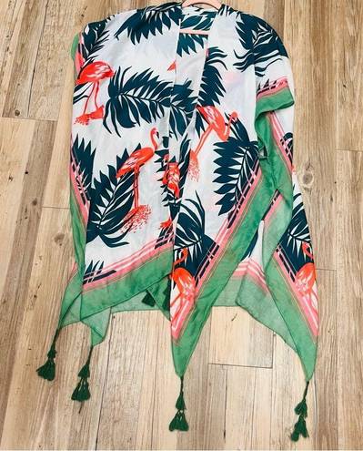 Flamingo Boutique Summer Vacation  Print Kimono with Tassels cover up OS