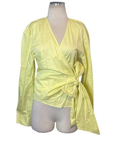 L'Academie L'Academia Ester Wrap Top in Cornsilk Large New Womens Blouse