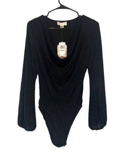 One Piece Band of the Free Black Metallic Cowl Neck  Bodysuit Women Sz S