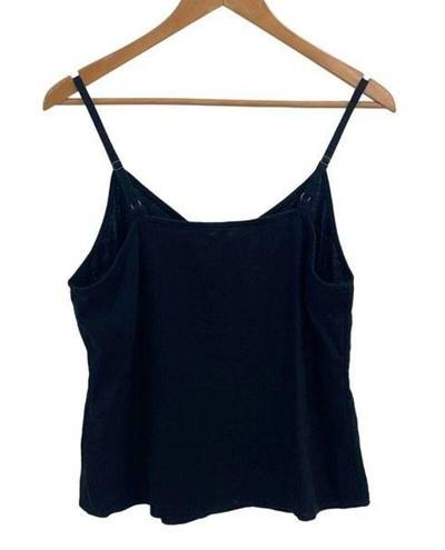 Treasure & Bond  Womens Button Front V-Neck Linen Blend Cami Top Black Medium NWO