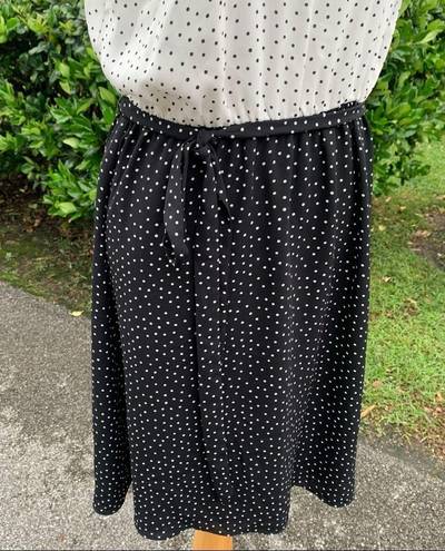 Loft  Polka Dot Black White Easy Wear Ruffle Neck Career Church Dress 6