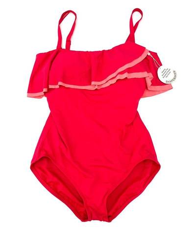 Coco reef Contours by  Pink Agate Ruffle Bandeau One Piece Swimsuit 14 38C