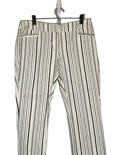 Krass&co NY &  7th Avenue White Striped Cotton Blend Cropped Pants Women Sz 12