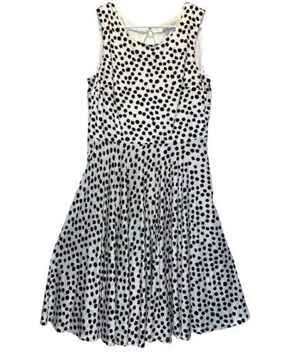 The Loft  Ann Taylor Cream & Black Polka Dot Sleeveless Dress Medium