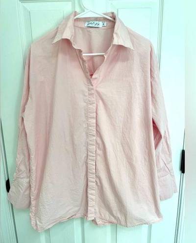 Petal and Pup  Oversized Soft Pink Button Down Collared Shirt Women’s Size S