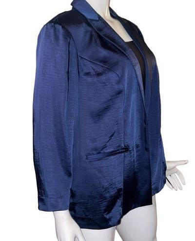 INC  luxe satin navy open front blazer