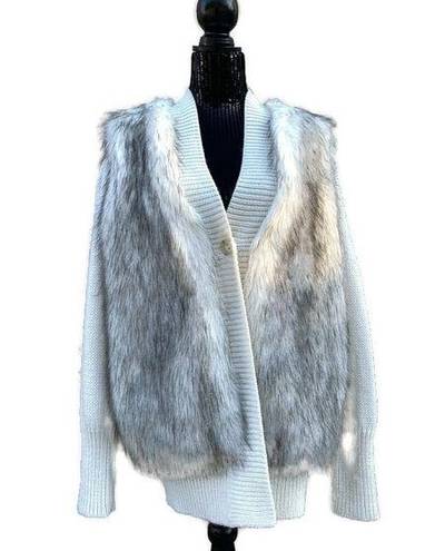 Rebecca Taylor Faux Fur Panel Cardigan