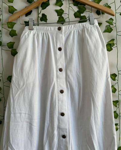 Vintage High Waisted White Button Up Midi Skirt