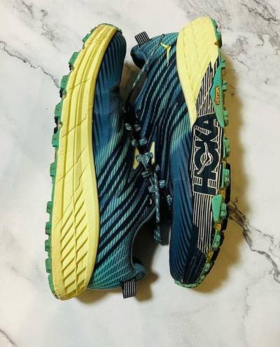 Hoka  Speedgoat 4 Shoes Womens 7.5 Blue Green Running Athletic Sneakers 1106527