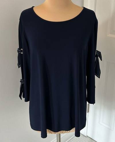 Joseph Ribkoff  220126 Navy Tie Sleeve Top