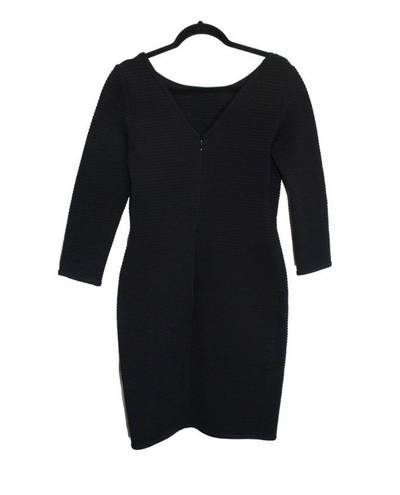 St. John Boutiques Women's SZ 8 Ribbed Knit Dress 3/4 Sleeves Black Stretch