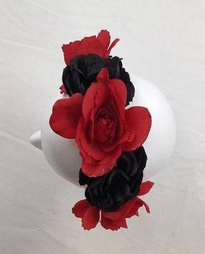 Krass&co Claire’s Red Black Rose Lace Accent Headband Halloween  Play Gothic