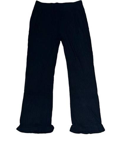 n:philanthropy N philanthropy Womens Medium Talker Pants Black Ribbed Cropped Ruffle Hem NWT