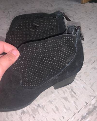 Jessica Simpson Dacia Black Suede Perforated Ankle Booties