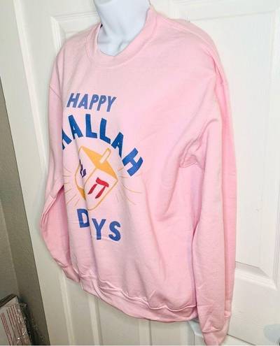 Modcloth Happy Challah Days Graphic Sweatshirt Soft Hannukkah Top Pink M