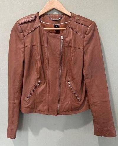 White House | Black Market  Genuine Leather Jacket Moto Full Zip WHBM Brown M​