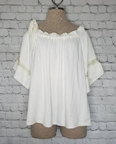 Alexis Hanne Blouse Medium Womens Off Shoulder Strap Eyelet Ivory