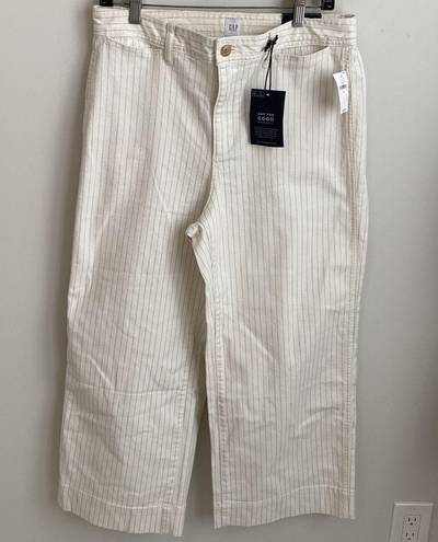 Gap  High Rise Wide Leg Crop Jeans Ivory Striped