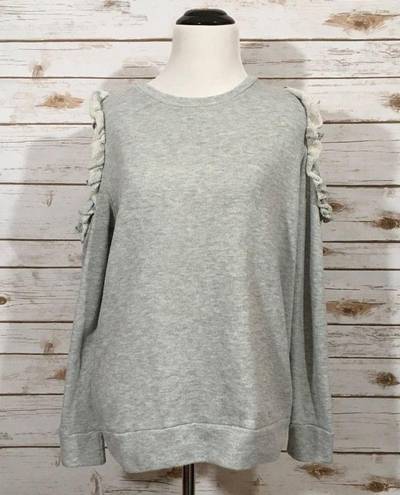 Caslon  Ruffle Trim Cold Shoulder Sweatshirt - Gray - Small