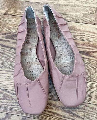 Kork-Ease Korks Palmer Ruched Satin Ballet Toe Flats Slip On Square Toe Coral Size 9M