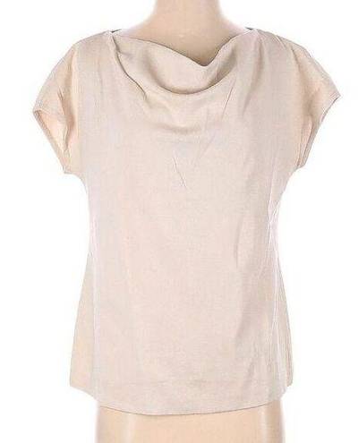 St. John  Cream Wool Blend Waterfall Neck Short Sleeve Top - Small / S