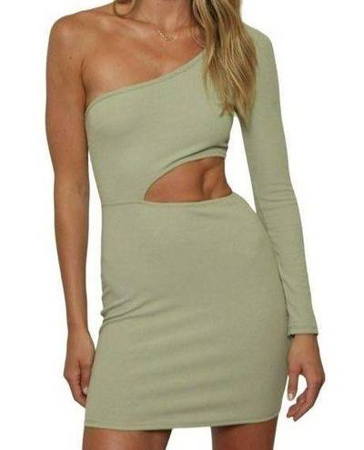 Blue Blush  One Shoulder Cutout Mini Dress Olive Green Size Medium NWT