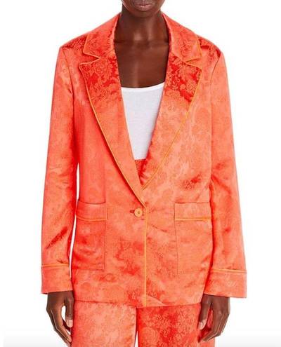 Alice + Olivia  Shanda Jacquard Satin Pajama Blazer Coral Orange Womens Small